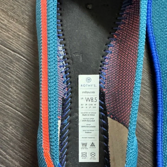 Retired Rothy's Women's Blue and Neon Orange Flats size 8.5 The Point - Picture 4 of 5